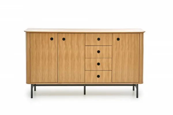 HALMAR Nízka komoda Smart KM-1 167 cm dub přírodní/čierna