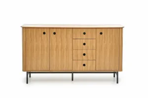 HALMAR Nízka komoda Smart KM-1 167 cm dub přírodní/čierna
