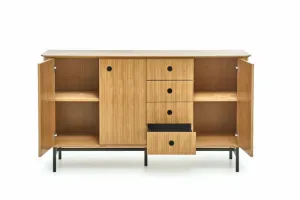 HALMAR Nízka komoda Smart KM-1 167 cm dub přírodní/čierna