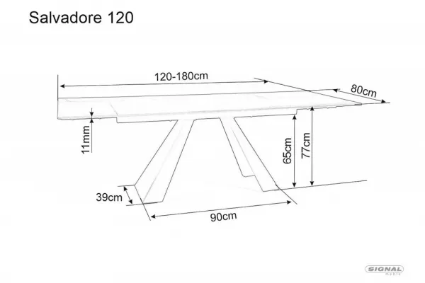 Rozkladací jedálenský stôl SALVADORE 120-180 cm Signal