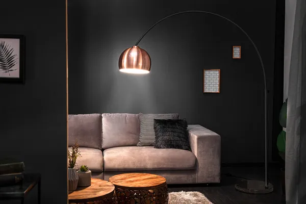 Stojaca lampa BANGUI 170 - 210 cm Dekorhome Medená