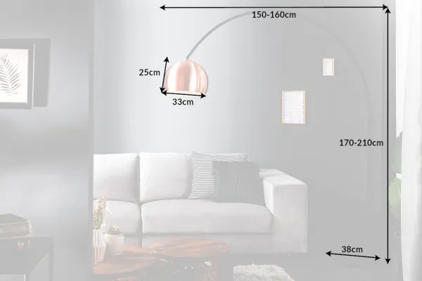 Stojaca lampa BANGUI 170 - 210 cm Dekorhome Medená