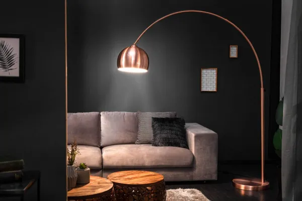 Stojaca lampa BANGUI 170 - 210 cm Dekorhome Medená