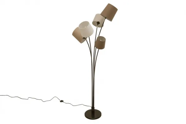 Stojací lampa LANSING Dekorhome Biela / hnedá