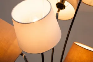 Stojací lampa LANSING Dekorhome Biela / hnedá