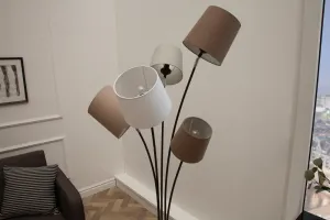 Stojací lampa LANSING Dekorhome Biela / hnedá