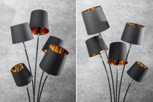Stojací lampa LANSING Dekorhome Biela / hnedá