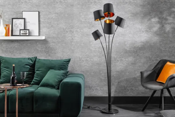 Stojací lampa LANSING Dekorhome Biela / hnedá