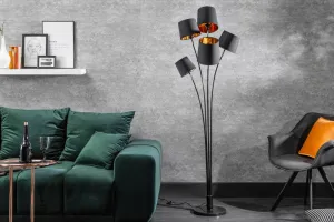 Stojací lampa LANSING Dekorhome Biela / hnedá