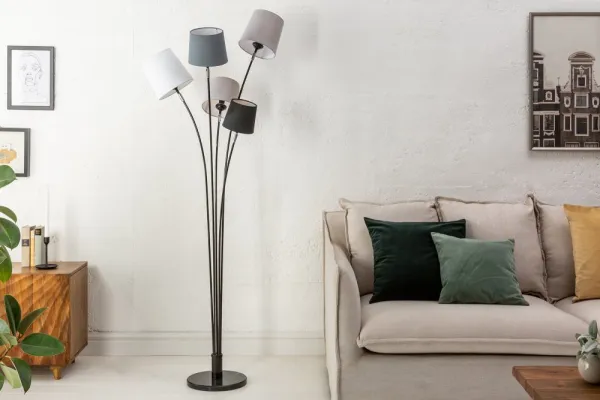 Stojací lampa LANSING Dekorhome Biela / hnedá