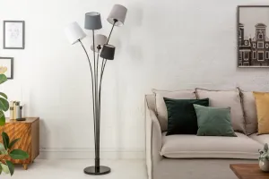 Stojací lampa LANSING Dekorhome Biela / hnedá