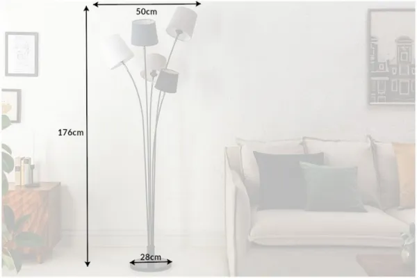 Stojací lampa LANSING Dekorhome Biela / hnedá