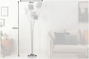 Stojací lampa LANSING Dekorhome Biela / hnedá