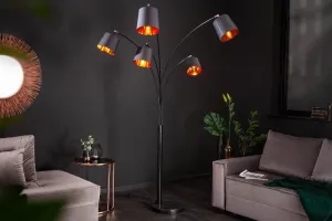 Stojací lampa LANSING Dekorhome Biela / sivá