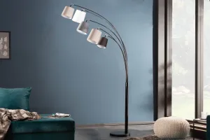 Stojací lampa LANSING Dekorhome Biela / sivá