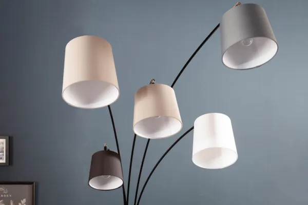 Stojací lampa LANSING Dekorhome Biela / sivá