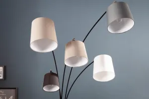 Stojací lampa LANSING Dekorhome Biela / sivá