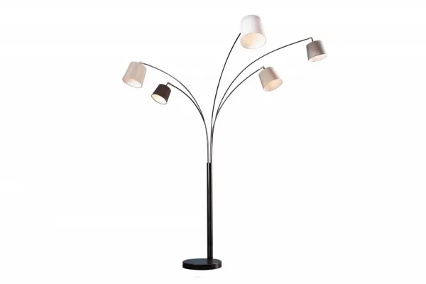 Stojací lampa LANSING Dekorhome Biela / sivá