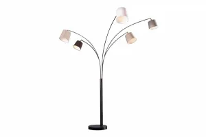 Stojací lampa LANSING Dekorhome Biela / sivá