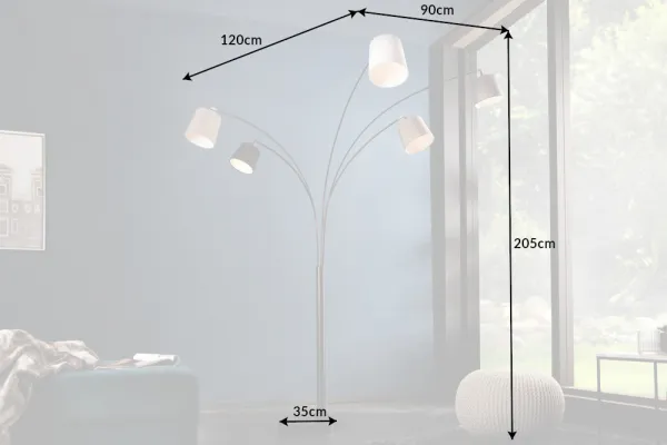 Stojací lampa LANSING Dekorhome Biela / sivá