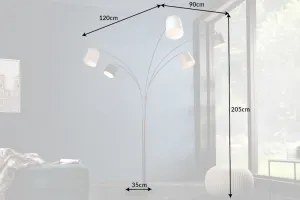 Stojací lampa LANSING Dekorhome Biela / sivá