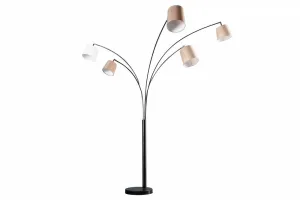 Stojací lampa LANSING Dekorhome Biela / sivá
