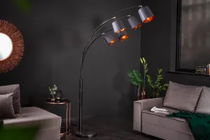 Stojací lampa LANSING Dekorhome Biela / sivá
