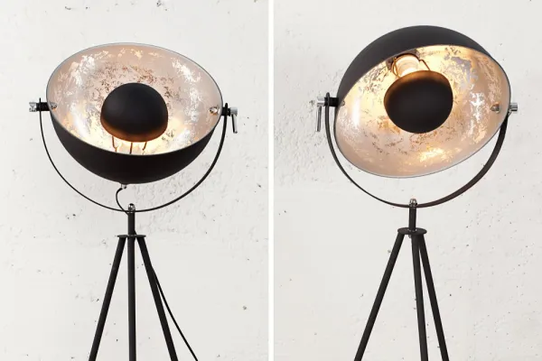 Stojací lampa BRUSEL Dekorhome Čierna / zlatá