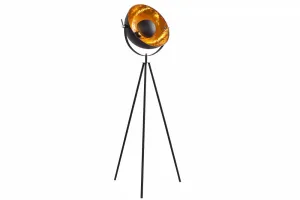Stojací lampa BRUSEL Dekorhome Čierna / zlatá