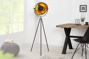 Stojací lampa BRUSEL Dekorhome Čierna / zlatá