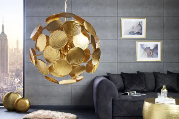 Závesná lampa MALABO Dekorhome Zlatá