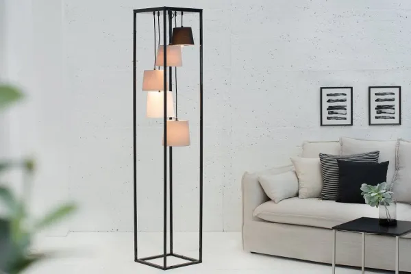 LuxD 20281 Dizajnová stojanová lampa Shadow II čierno-sivá Stojanové svietidlo