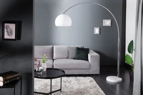 Stojaca lampa BANGUI 175 - 205 cm Dekorhome Biela