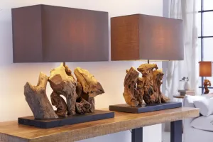LuxD 17115 Stolná lampa z naplaveného dreva NATURE