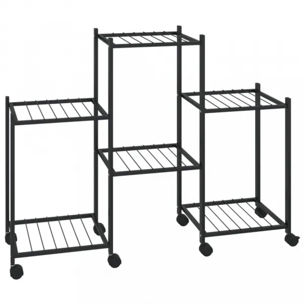 vidaXL Stojan na kvety s kolieskami 83x25x63,5 cm čierny železný