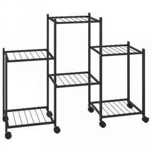vidaXL Stojan na kvety s kolieskami 83x25x63,5 cm čierny železný