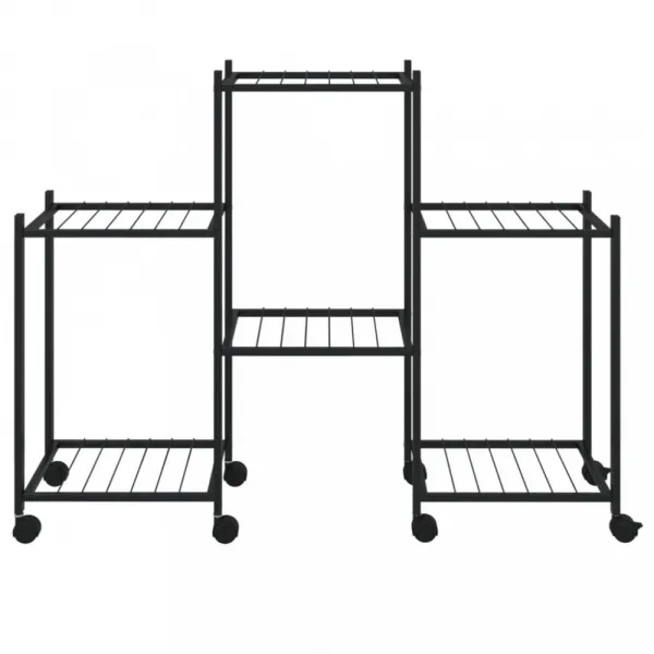 vidaXL Stojan na kvety s kolieskami 83x25x63,5 cm čierny železný