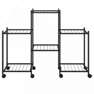 vidaXL Stojan na kvety s kolieskami 83x25x63,5 cm čierny železný