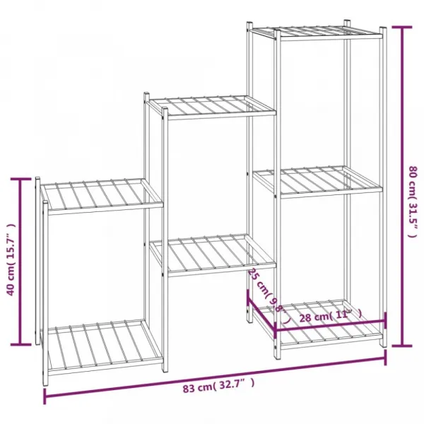 vidaXL Stojan na kvety 83x25x80 cm čierny kovový