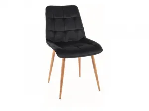 Signal Jedálenská stolička CHIC D VELVET | drevené nohy Farba: Čierna / Bluvel 19