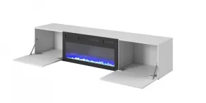 HALMAR Závěsný TV stolek LICO s krbem 180 cm bílý