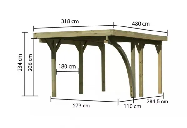 Drevený prístrešok / carport CLASSIC 1B Lanitplast