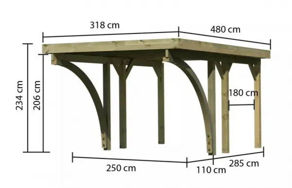 Drevený prístrešok / carport CLASSIC 1C Lanitplast