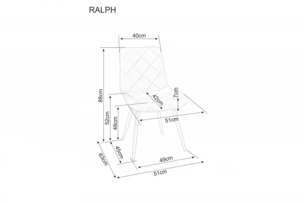 Signal Jedálenská stolička RALPH VELVET Farba: Čierna / Bluvel 19
