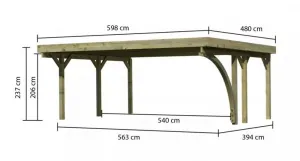Drevený prístrešok / carport CLASSIC 1B s plechmi Lanitplast