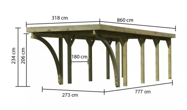 Drevený prístrešok / carport CLASSIC 3C Lanitplast