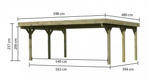Drevený prístrešok / carport CLASSIC 1A s plechmi Lanitplast