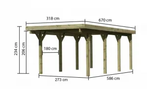 Drevený prístrešok / carport CLASSIC 2A s plechmi Lanitplast