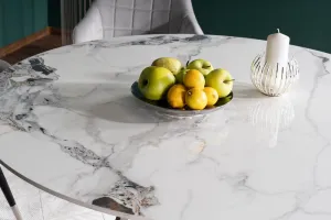 Signal Jedálenský stôl MURANO Farba: chróm / mramorový efekt biela