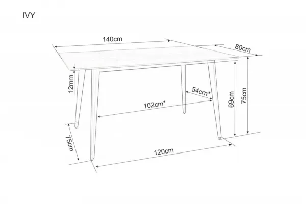 Signal Jídelní stůl Ivy 140 cm šedý/černý mat